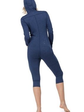 Norrona One Piece Wool Hooded Base Layer jumpsuit indigo night womens XL